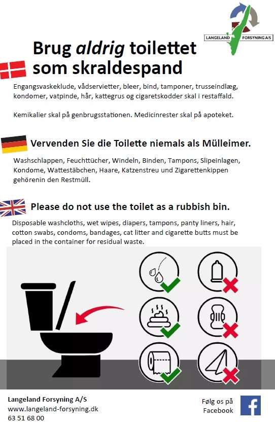 brug aldrig toilettet som skraldespand